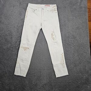 PILCRO‎ and the Letterpress White Slim Boyfriend Jeans Embellished Size 25